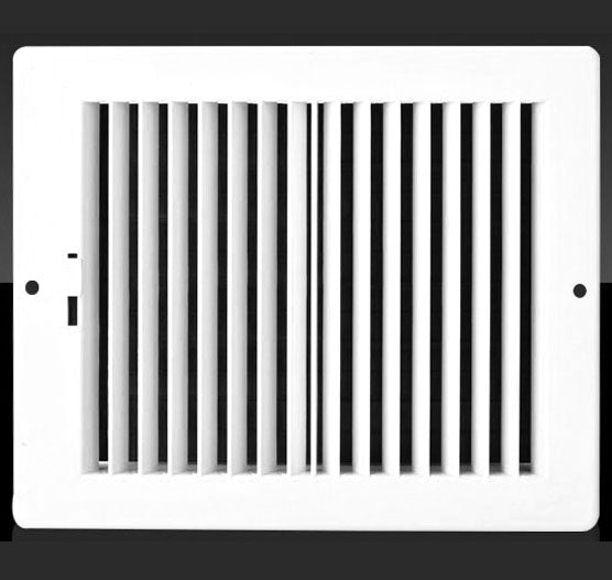 8w X 4&quot;h Never Rust Plastic 2-Way-Vertical Air Supply Register - HVAC Vent Duct Grille - Off White