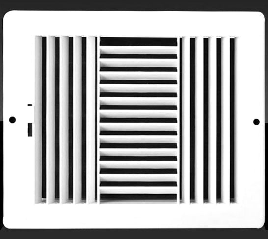 10&quot;W X 6&quot;H [Duct Opening] Never Rust Plastic 3-Way-Vertical Air Supply Register - HVAC Vent Duct Grille - Off White [Outer Dimensions: 11.75&quot;W X 7.75&quot;H]