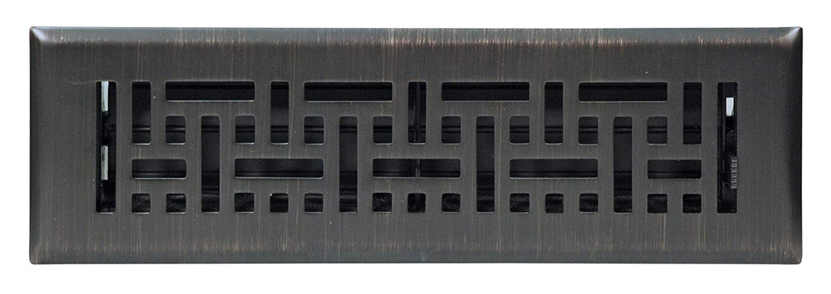 4&quot; X 12&quot; Modern Victorian Floor Register Grille With Dampers - Decorative Grate - HVAC Vent Duct Cover - Matte Black