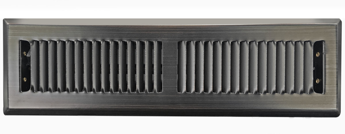 2&quot; X 12&quot; Modern Floor Register Grille With Dampers - Contempo Slotted Grate - HVAC Vent Duct Cover - Matte Black