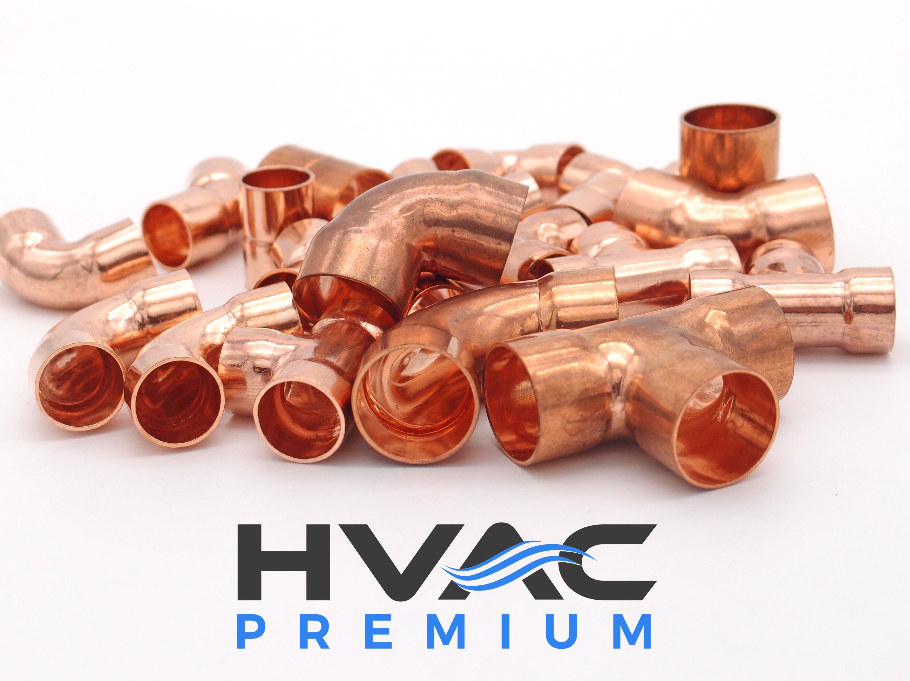 Copper Fitting 3/8 Inch (HVAC Outer Dimension) 1/4 Inch (Plumbing Inner Dimension) - Copper Tee & HVAC – 99.9% Pure Copper - 5 Pack