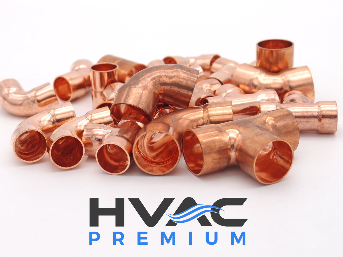 Copper Fitting 7/8 Inch (HVAC Outer Dimension) 3/4 Inch (Plumbing Inner Dimension) - Copper Long Radius 90° Elbow Fitting with 2 Solder Cups &amp; HVAC – 99.9% Pure Copper - 5 Pack