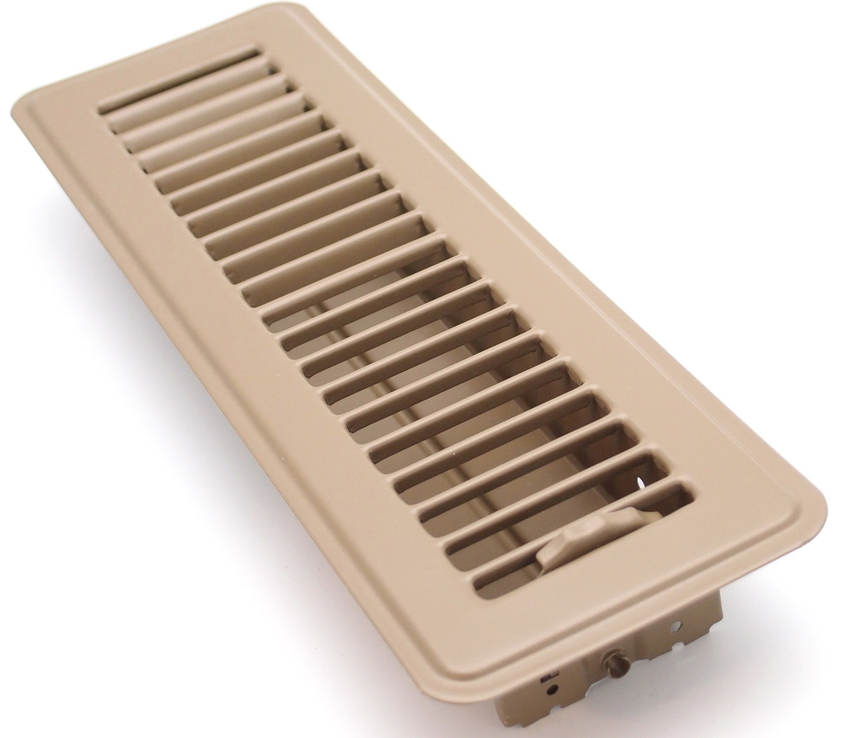 10&quot; X 4&quot; FLOOR REGISTER WITH LOUVERED DESIGN - FIXED BLADES RETURN SUPPLY AIR GRILL - WITH DAMPER &amp; LEVER - BROWN