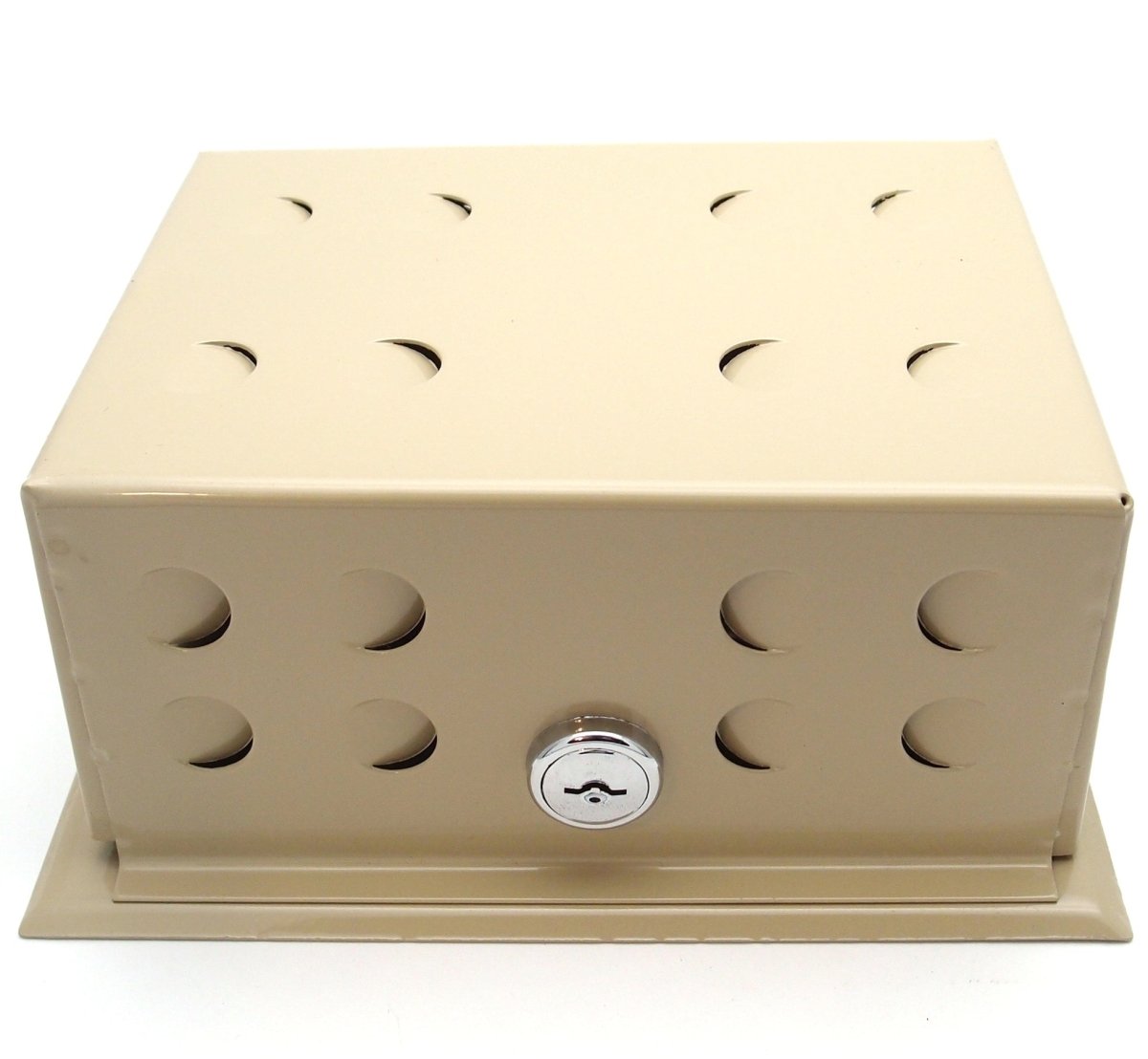 Beige Metal Thermostat Guard with Solid Base - Tamper - Proof Cover, 6 - 1/4&quot; x 4 - 3/4&quot; - HVAC PremiumF29 - 0192