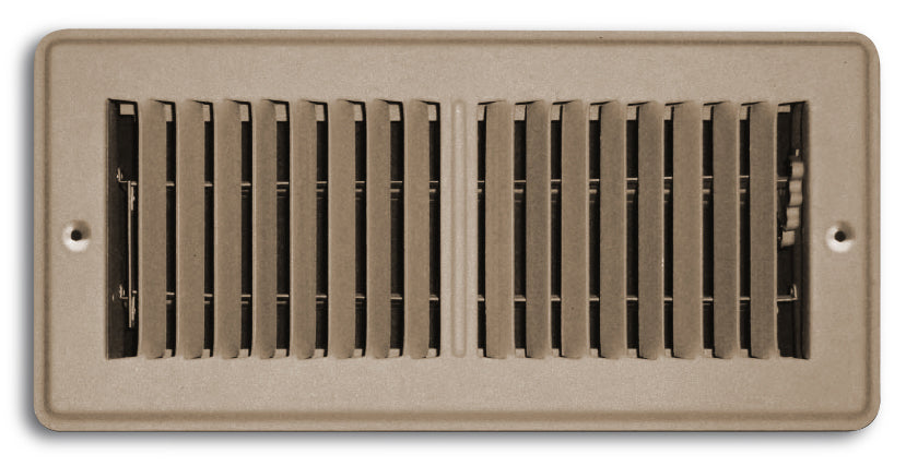 10&quot; X 2&quot; Mobile Home RV Floor Register Vent Grille with Back Dampers - Fixed Blades - 2 way Deflection - Brown