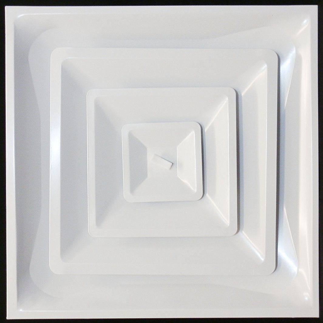 Ceiling Grille - 3 Cone Step Down Diffuser - 12" x 12" - 6" Collar - HVAC PremiumGRDC6 12x12