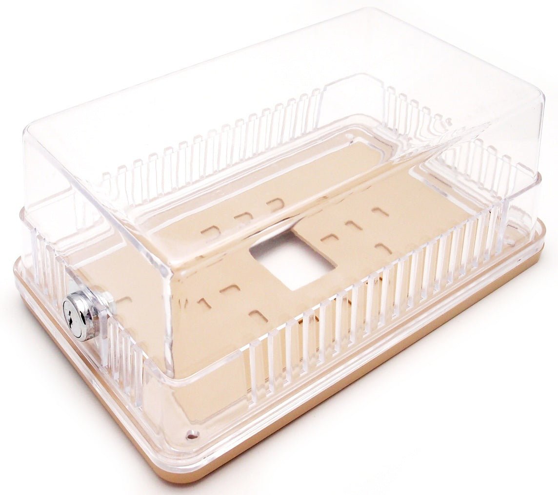 Clear Plastic Thermostat Guard - See Thru - Solid Base - 8.25" x 5.37" - Extra Large - With Lock & Key - HVAC PremiumF29 - 0198 FBA