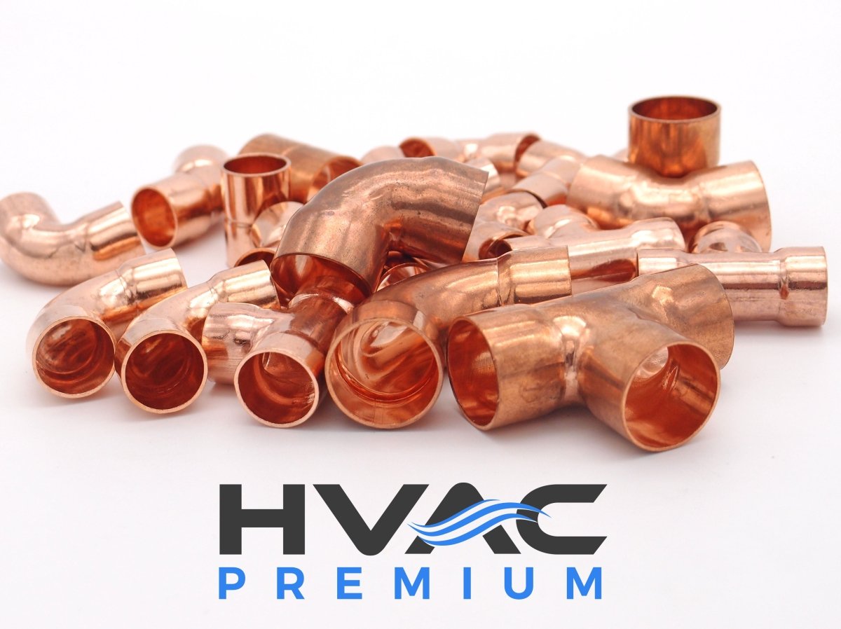 Copper Fitting 7/8 to 1/4 (HVAC Dimensions) Reducer / Increaser Copper Coupling &amp; HVAC – 3/4 to 1/8 (Plumbing Inner Dimensions) 99.9% Pure Copper - 5 Pack - HVAC PremiumCF7814RD - 5
