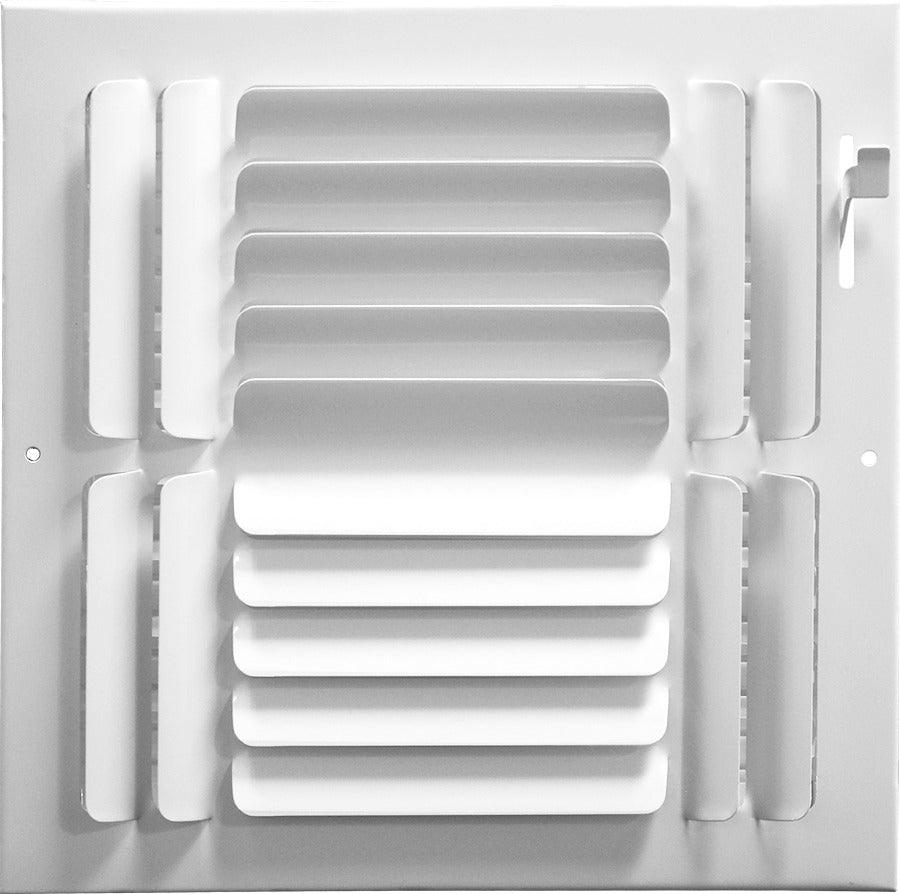 8&quot; x 8&quot; 4-Way Curved Blade Supply Grille, With Damper &amp; Lever, Fixed Blades