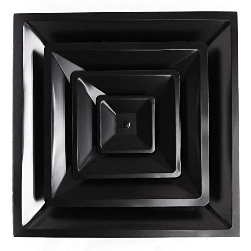 Drop Ceiling HVAC Supply Grille - For T - Bar Lay - In - 3 Coned - 24" x 24" - For 12" Vent Connection - Black - HVAC PremiumGRDC12 Black