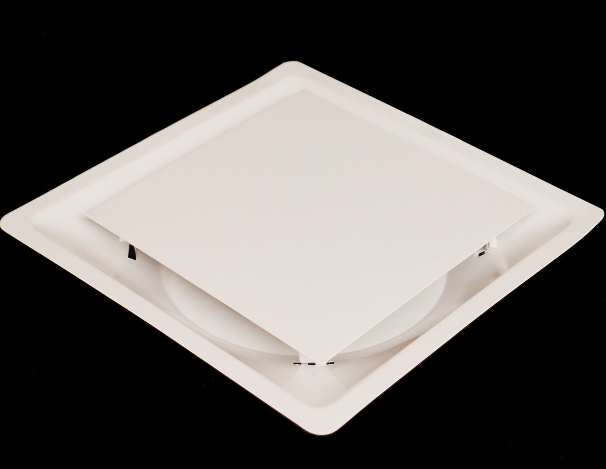 T-Bar Drop Ceiling Grille - Flat Plate Plaque Diffuser - 12&quot; x 12&quot; - 8&quot; Collar
