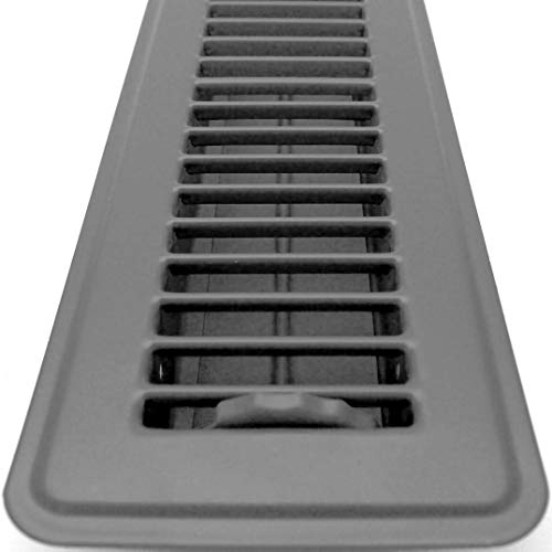 2&quot; X 14&quot; Floor Register with Louvered Design - Heavy Duty Rigid Floor Air Supply with Damper &amp; Lever - Outer Dimensions [ 7.5 X 9.5] - Gray