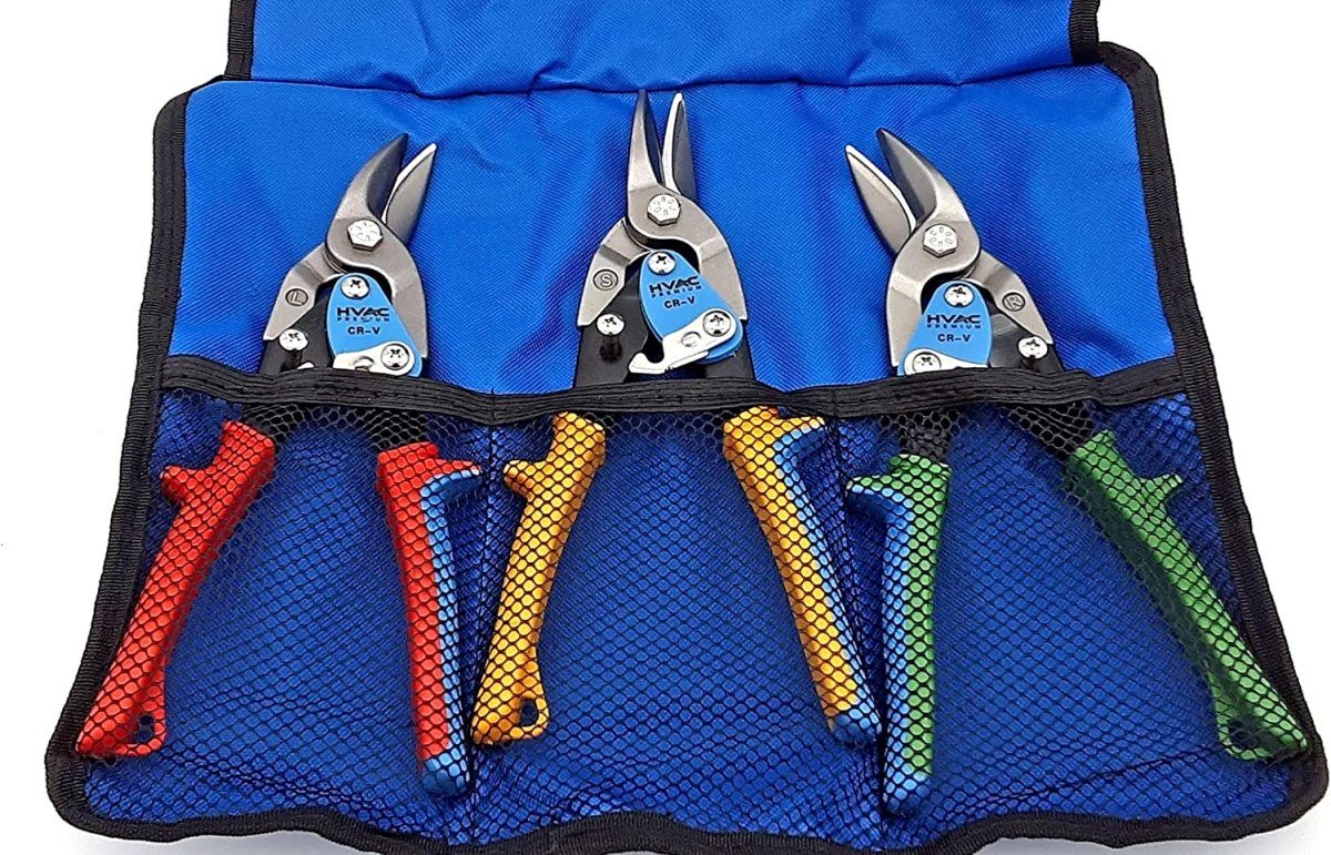 HVAC Premium Aviation Snips Set, Right, Left, Straight - Metal, Tin Cutting Shears - HVAC PremiumSNIPSET HP