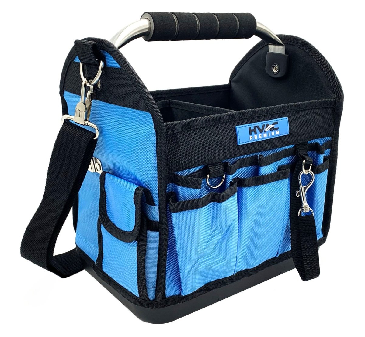 HVAC Premium Center Tray Tool Storage Tote Bag - 29 Pockets - Padded Handle - Hard Waterproof Base - With Comfortable Shoulder Strap - Medium - HVAC PremiumTB - OT - MD