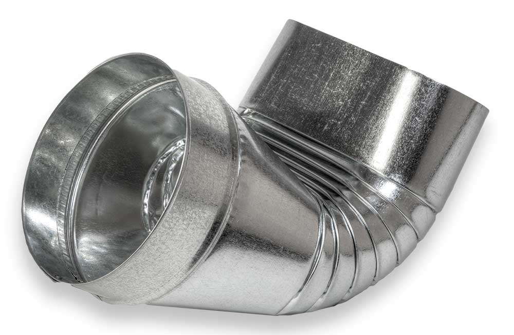 HVAC Premium Round to Oval Elbow Boot | Galvanized Sheet Metal Oval to Round 90 - Degree Boot | 5" Oval to Round Elbow Fitting is Compatible with Duct 5" - HVAC Premium5RTO90