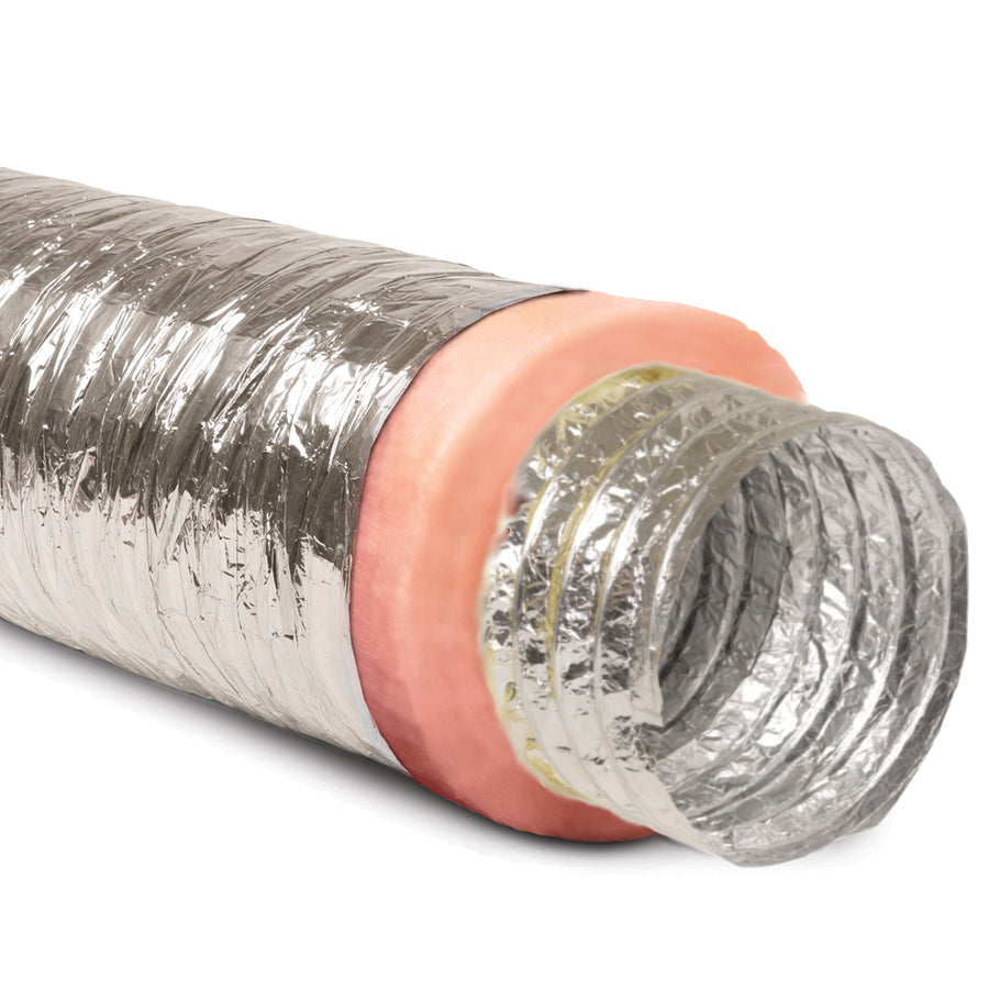 5&quot; Inch Aluminum Hose Flexible Insulated R-8.0 Air Duct Pipe for Rigid HVAC Flex Ductwork Insulation - 25&#39; Feet Long