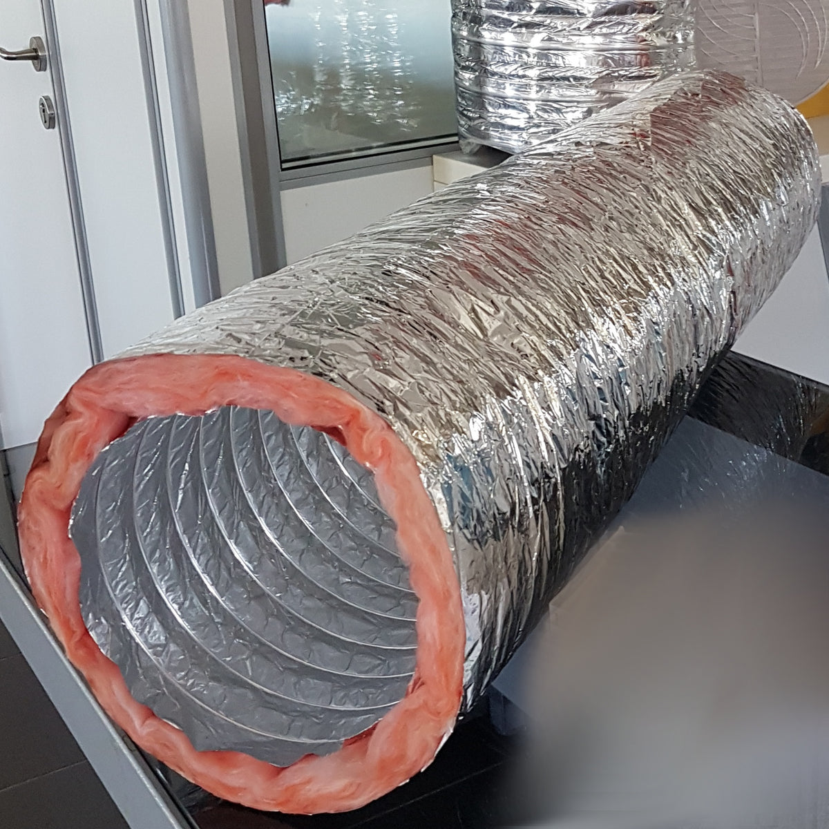 16&quot; Inch Aluminum Hose Flexible Insulated R-8.0 Air Duct Pipe for Rigid HVAC Flex Ductwork Insulation - 25&#39; Feet Long