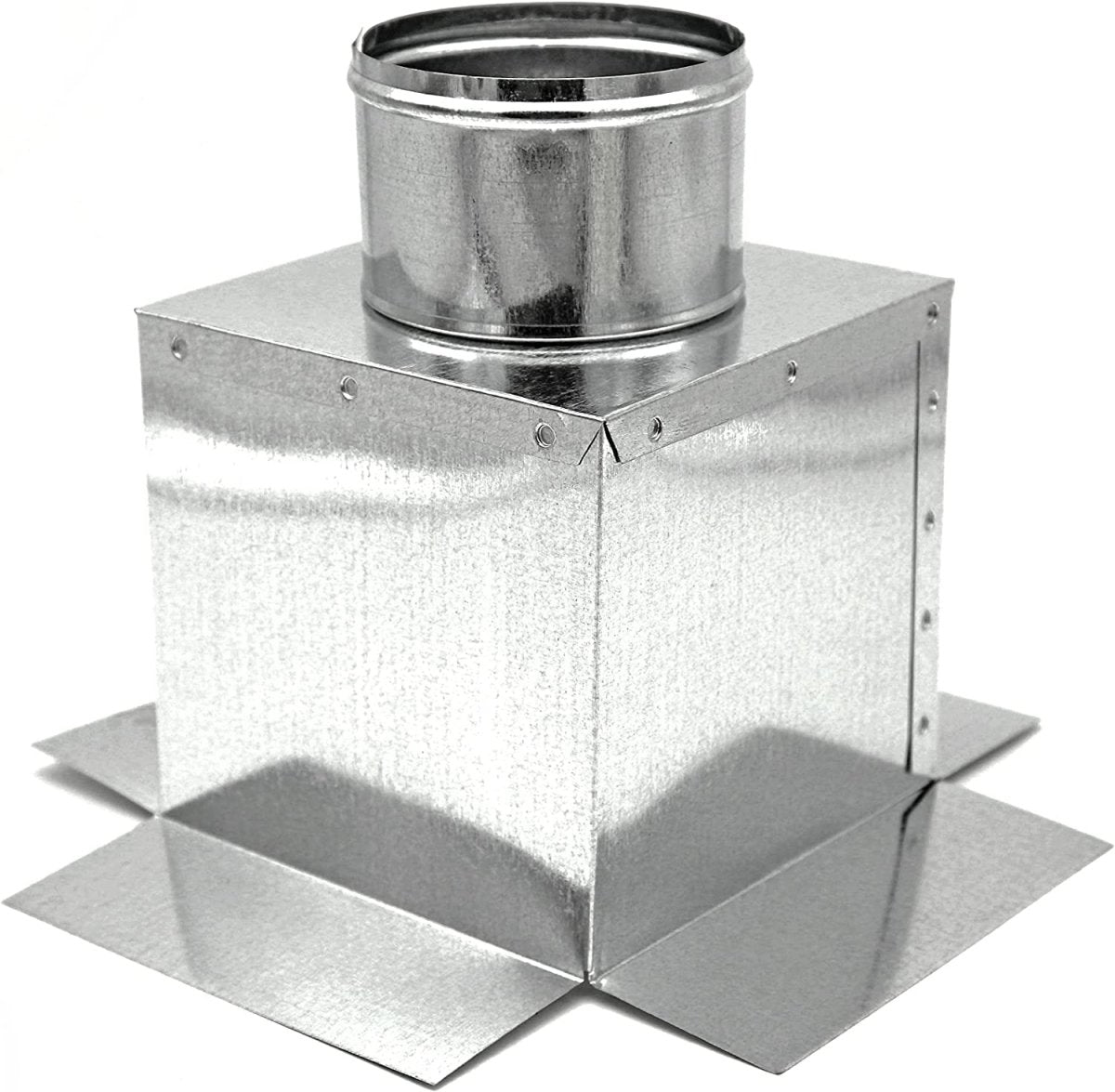 Top Outlet Ceiling Diffuser Box | 8" X 8" X 6" | Galvanized Steel Metal Box Is Compatible With Duct 6" - HVAC Premium886TPCLNGBX