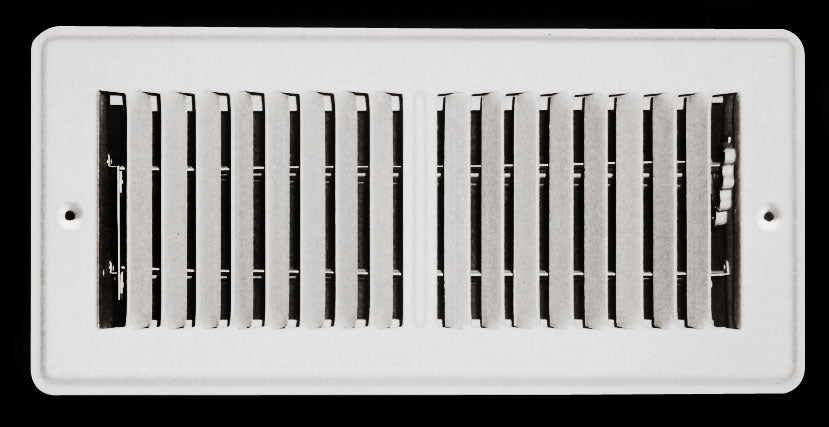 2&quot; X 10&quot; Mobile Home RV Floor Register Vent Grille with Back Dampers - Fixed Blades - 2 way Deflection - White